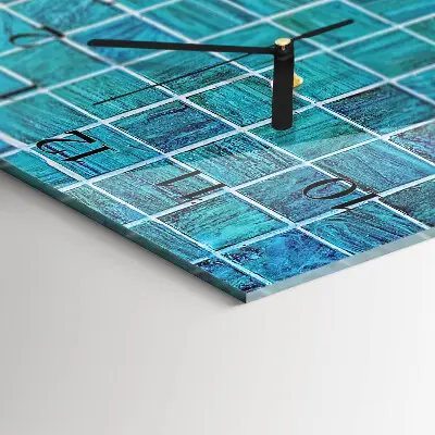 Horloge verticale en verre Carreaux bleus