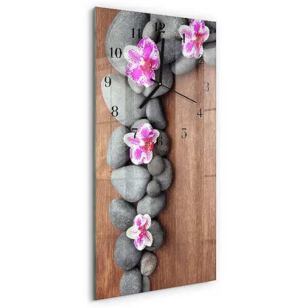 Horloge verticale en verre Pierres d'orchidées