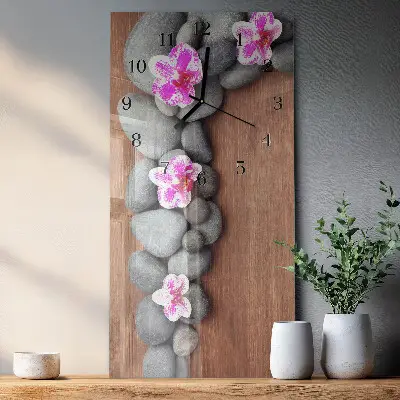 Horloge verticale en verre Pierres d'orchidées