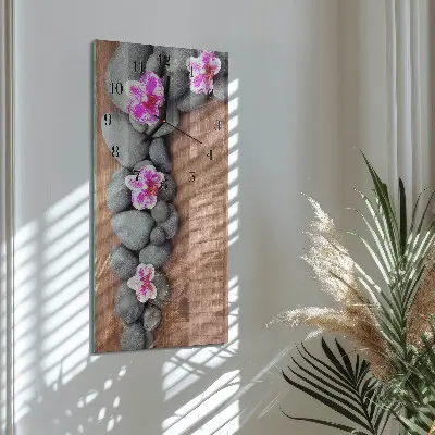 Horloge verticale en verre Pierres d'orchidées