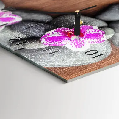 Horloge verticale en verre Pierres d'orchidées