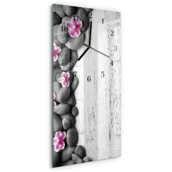 Horloge verticale en verre Pierres d'orchidées