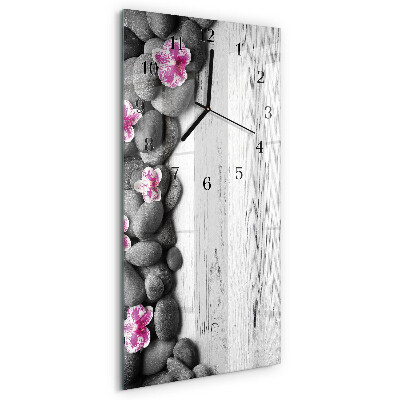 Horloge verticale en verre Pierres d'orchidées