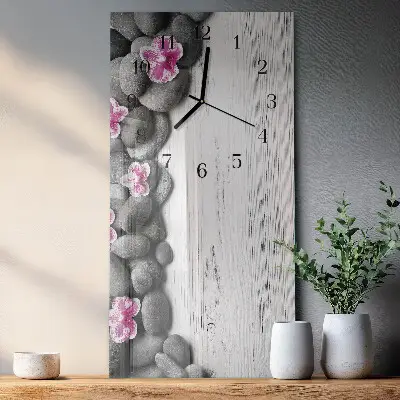 Horloge verticale en verre Pierres d'orchidées