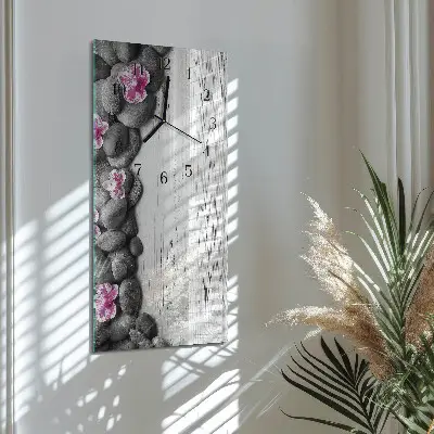 Horloge verticale en verre Pierres d'orchidées