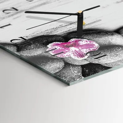 Horloge verticale en verre Pierres d'orchidées
