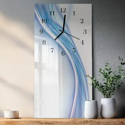Horloge verticale en verre Abstraction bleue