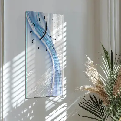Horloge verticale en verre Abstraction bleue