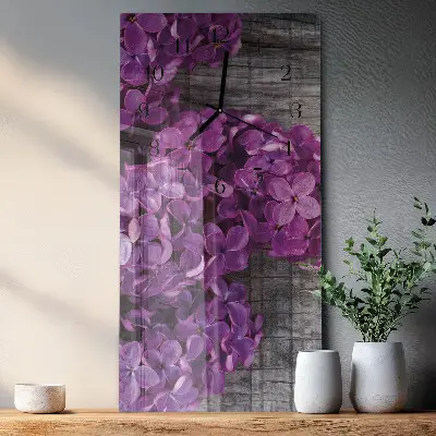 Horloge verticale en verre Fleurs