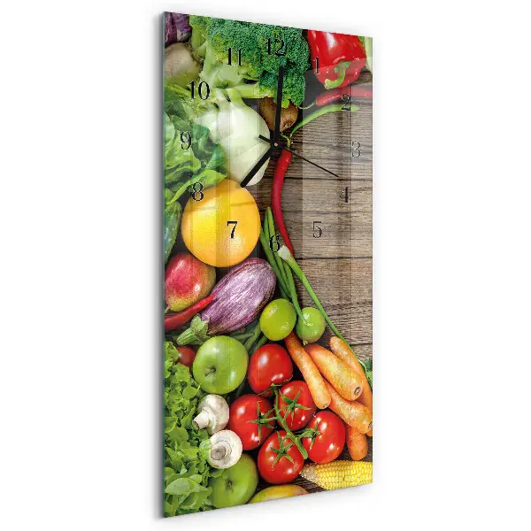 Horloge verticale en verre Légumes