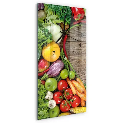 Horloge verticale en verre Légumes