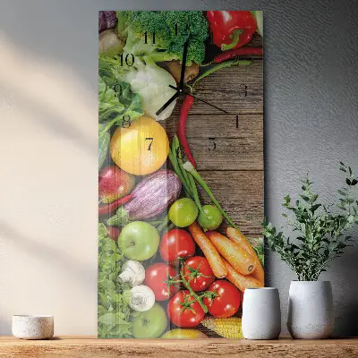 Horloge verticale en verre Légumes