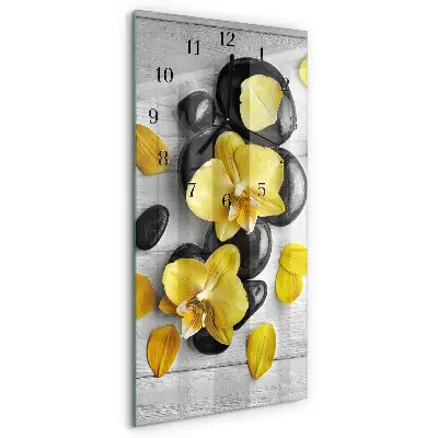 Horloge verticale en verre Fleurs pierres