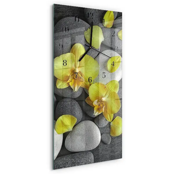 Horloge verticale en verre Fleur pierre