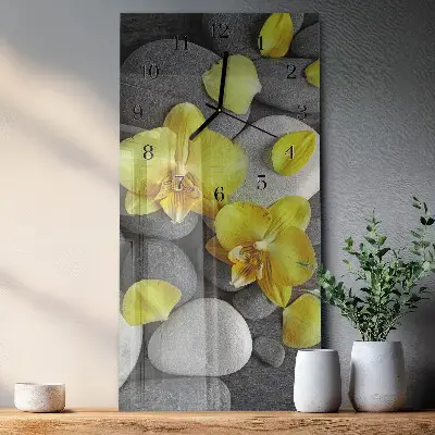 Horloge verticale en verre Fleur pierre