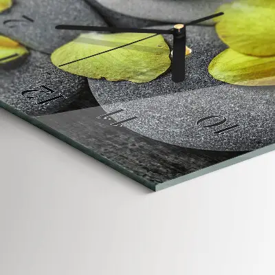 Horloge verticale en verre Fleur pierre