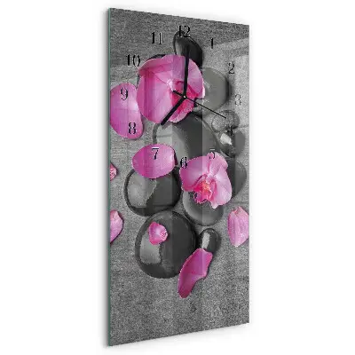 Horloge verticale en verre Pierres d'orchidées