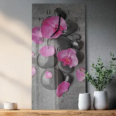 Horloge verticale en verre Pierres d'orchidées