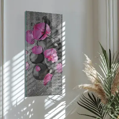 Horloge verticale en verre Pierres d'orchidées