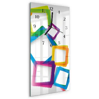 Horloge verticale en verre Rectangles colorés