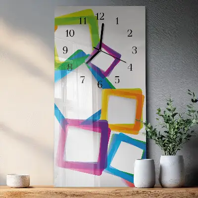 Horloge verticale en verre Rectangles colorés