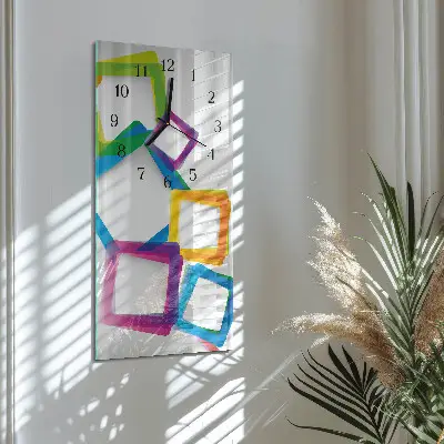 Horloge verticale en verre Rectangles colorés