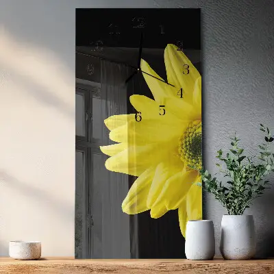 Horloge verticale en verre Fleur