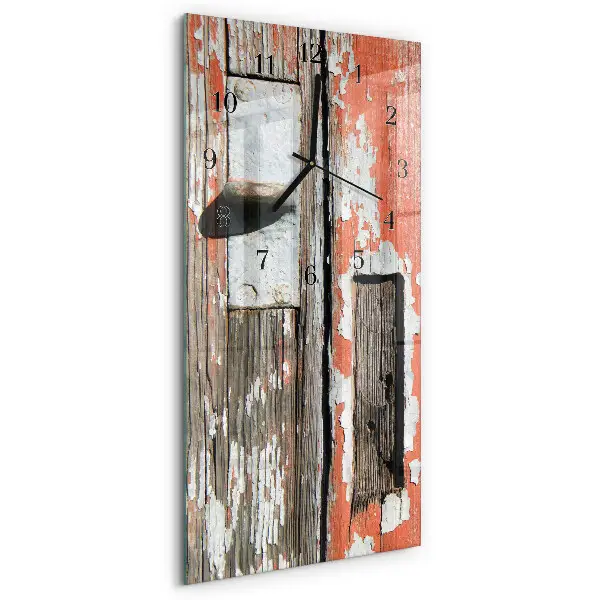 Horloge verticale en verre Porte en bois