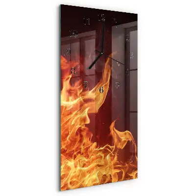 Horloge verticale en verre Feu
