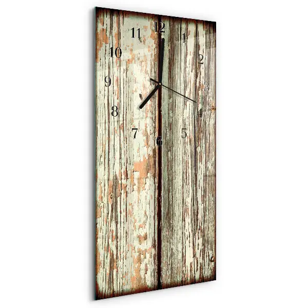 Horloge verticale en verre Mur en bois