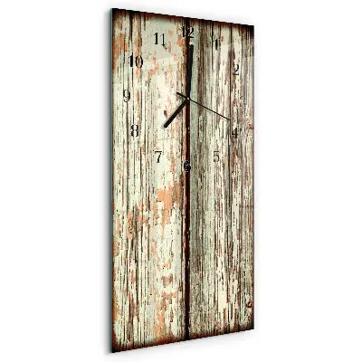 Horloge verticale en verre Mur en bois