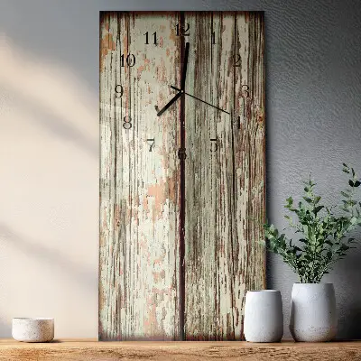 Horloge verticale en verre Mur en bois