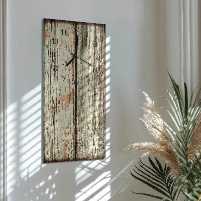 Horloge verticale en verre Mur en bois