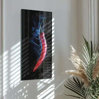 Horloge verticale en verre Poivre