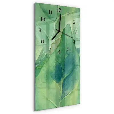 Horloge verticale en verre Feuilles