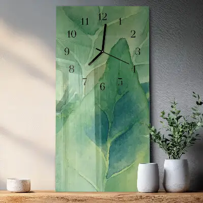 Horloge verticale en verre Feuilles