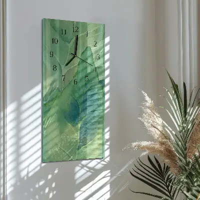 Horloge verticale en verre Feuilles