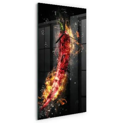 Horloge verticale en verre Piment fort