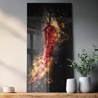 Horloge verticale en verre Piment fort