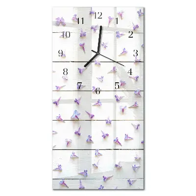 Horloge verticale en verre Fleurs