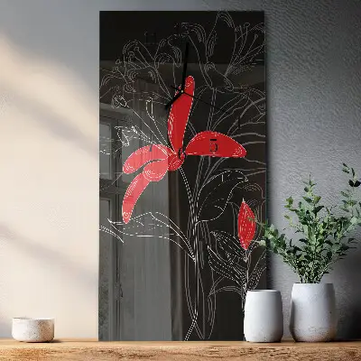 Horloge verticale en verre Fleurs