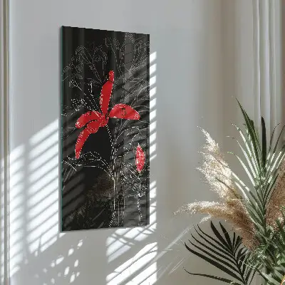 Horloge verticale en verre Fleurs