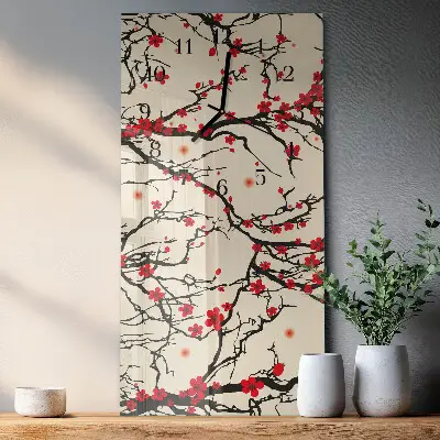 Horloge verticale en verre Motif floral