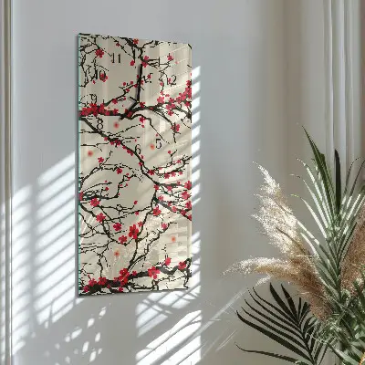 Horloge verticale en verre Motif floral
