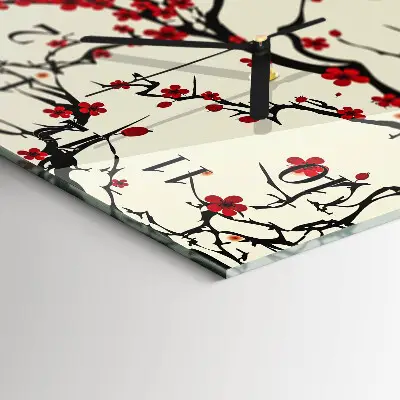Horloge verticale en verre Motif floral