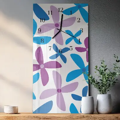 Horloge verticale en verre Fleurs hawaïennes