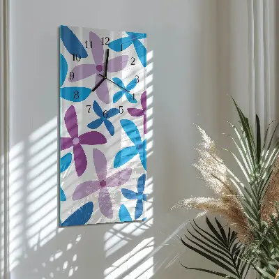 Horloge verticale en verre Fleurs hawaïennes