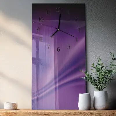Horloge verticale en verre Vagues violettes