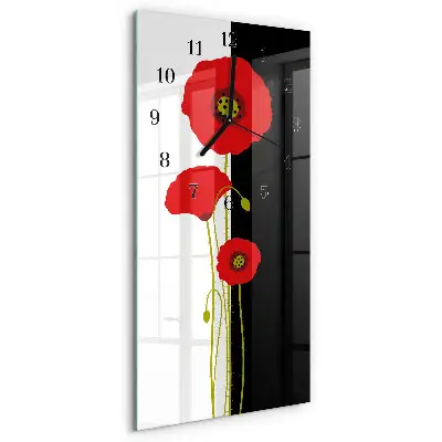Horloge verticale en verre Têtes de pavot