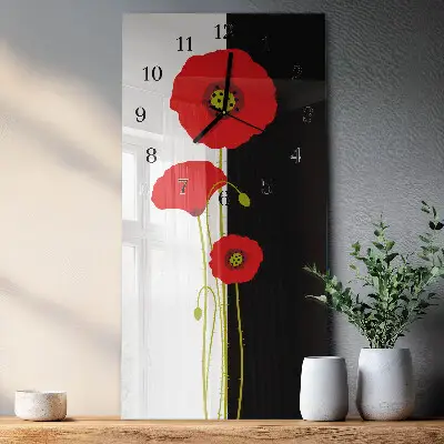 Horloge verticale en verre Têtes de pavot